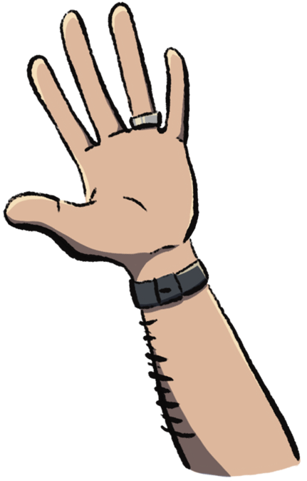 An illustrated arm waving