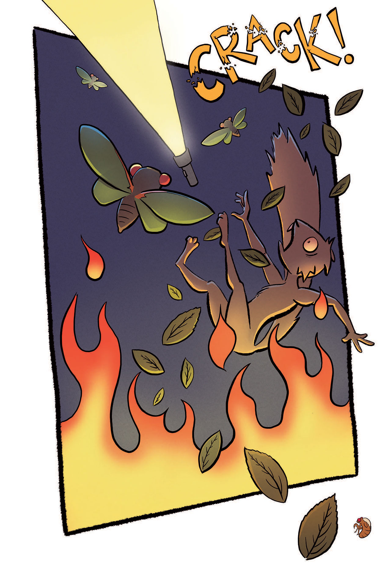 sample page - a squirrel falls into fire