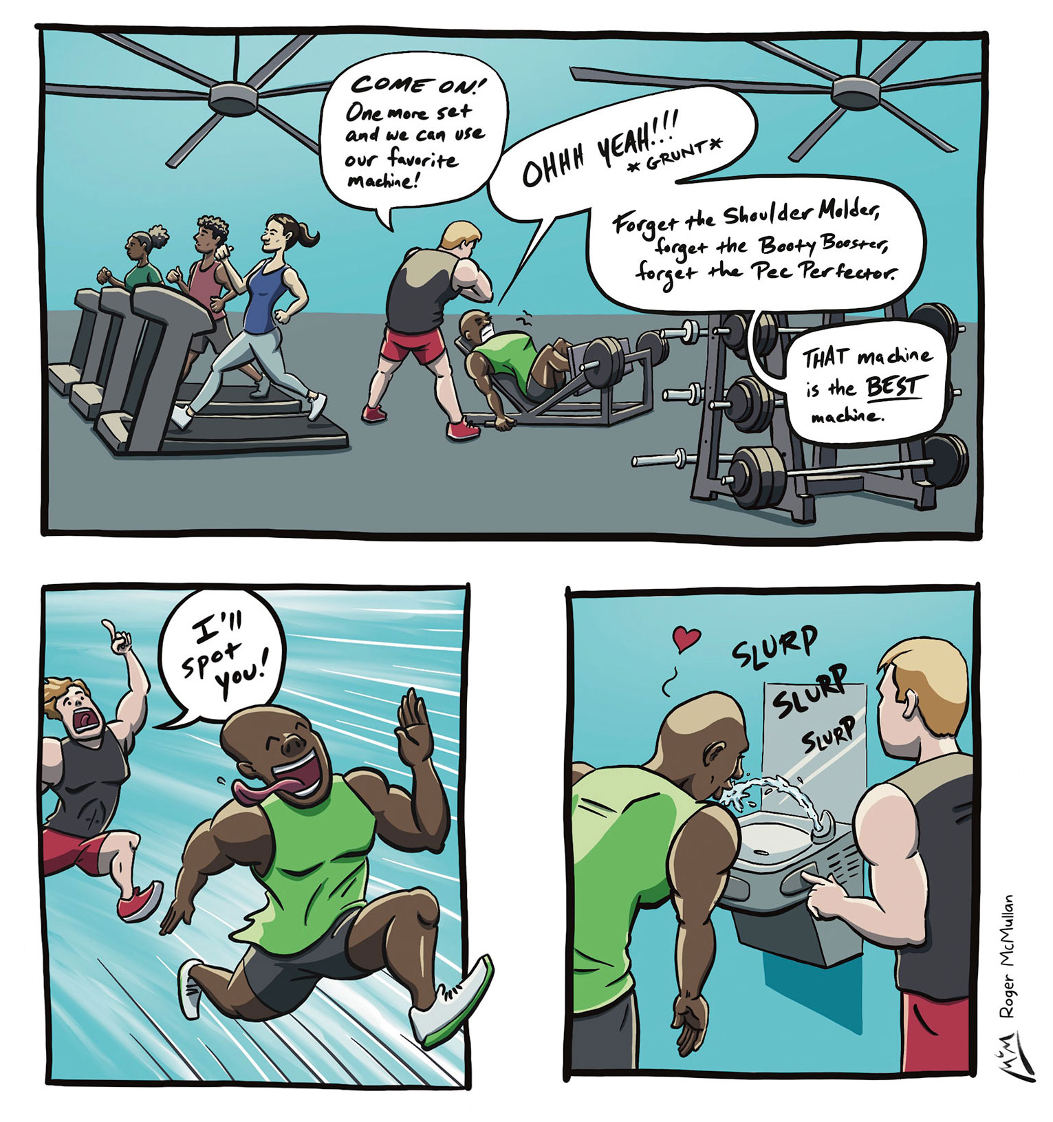 a short comic about the favorite machine of two gym rats